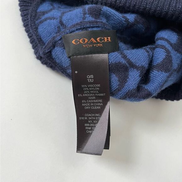 Coach Signature Navy Beanie Cashmere Blend - Picture 4 of 4